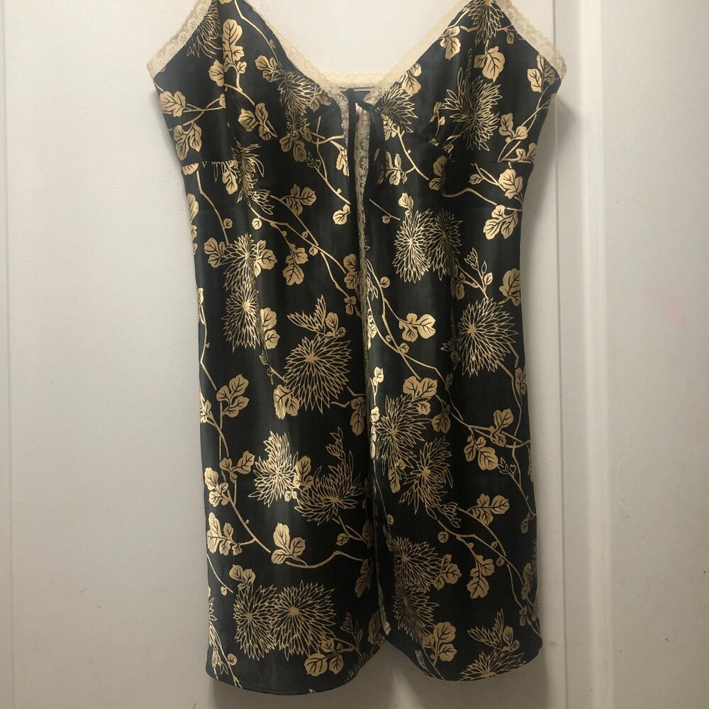 Victoria's Secret Babydoll Open Tie Front Cami Lingerie Top Size M Black Gold - Picture 4 of 4